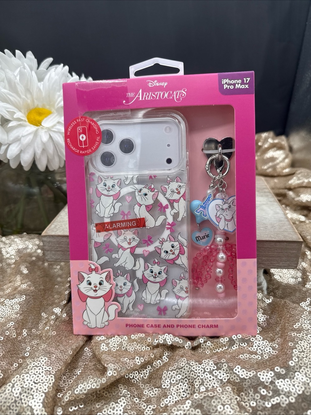 Disney Marie Pink iPhone 17 Pro Max Case with Charms